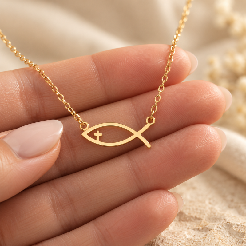 Collar Origen Luveral™ sostenido en la mano