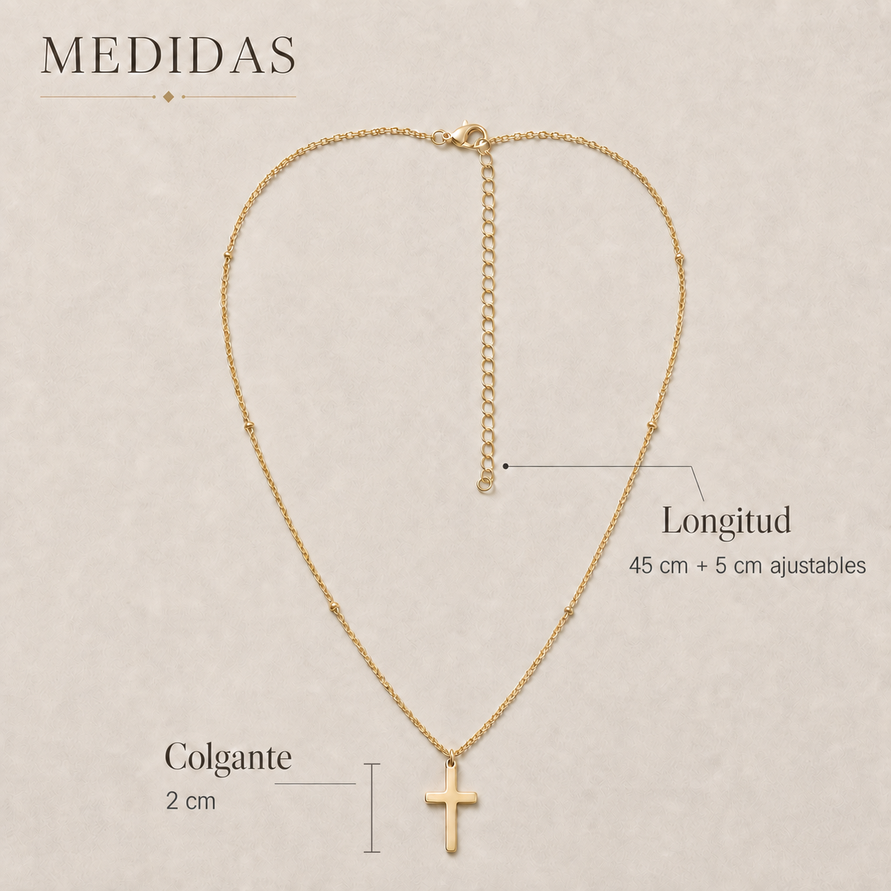 Medidas del Collar Cruz de Fe
